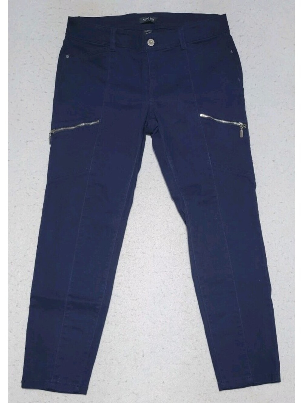 White House Black Market Navy Jeans Size 8 Blue Crop Skinny Fit Zipper Pockets
